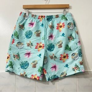 Star Wars Mandalorian Baby Yoda Men's Swim Trunks Shorts Turquoise Blue Medium